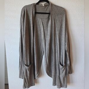 Charming Charlie Heather Taupe Open-Front Draped Cardigan